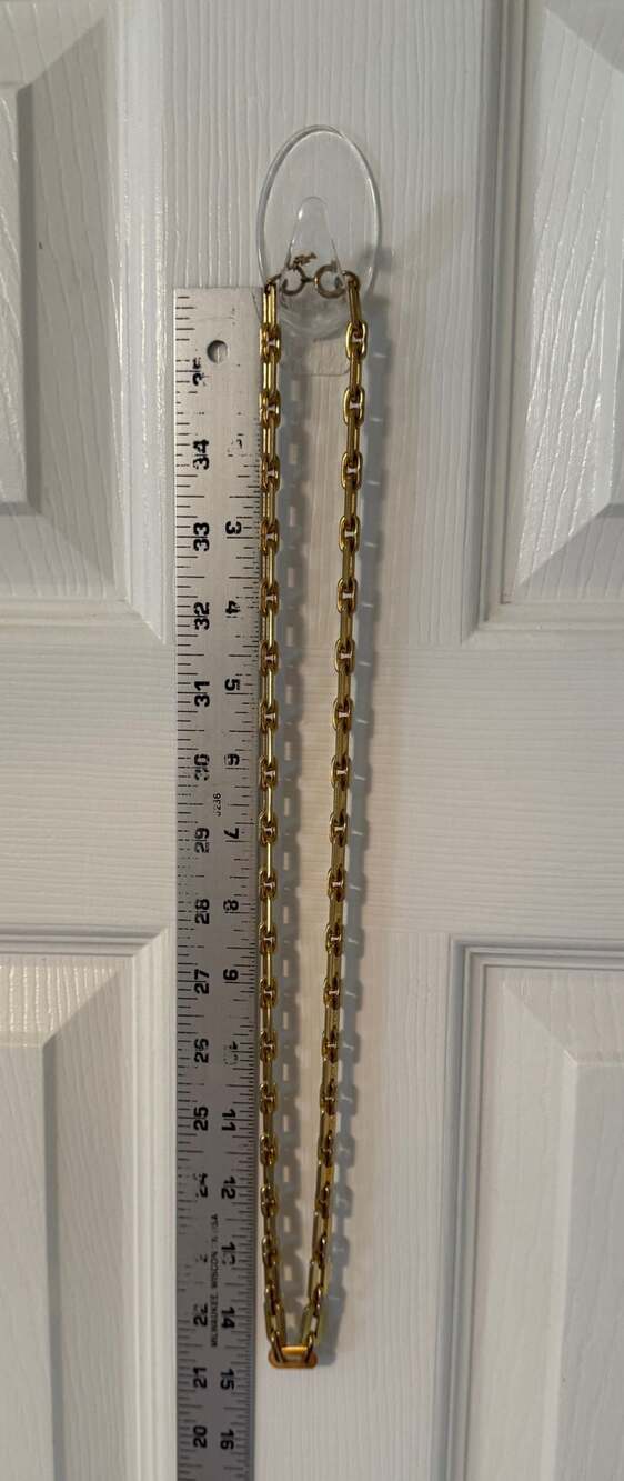 Crown Trifari Gold Tone Chunky Heavy Link Chain Necklace Retro Signed Vtg - Picture 12 of 16